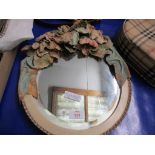 CIRCULAR WALL MIRROR WITH APPLIED FLORAL DECORATION