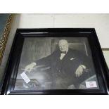 BLACK AND WHITE PRINT OF WINSTON CHURCHILL