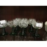 SET OF TEN GERMAN WINE GLASSES