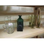 VARIOUS GLASS DECANTERS AND DRINKING GLASSES