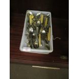 BOX OF VARIOUS PLATED CUTLERY