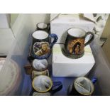 TRAY CONTAINING YARMOUTH POTTERY MUGS