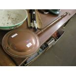 COPPER WARMING PAN, 101CM LONG