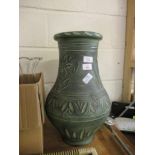 LARGE GREEN POTTERY BALUSTER VASE, 46CM HIGH