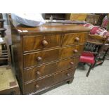 MAHOGANY FIVE DRAWER CHEST ON BRACKET FEET, 91CM WIDE