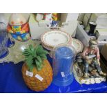 ICE BUCKET MODELLED AS A PINEAPPLE WITH A FURTHER GLASS JAR AND COVER