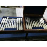 BOX CONTAINING CUTLERY WITH MOTHER OF PEARL TYPE HANDLES