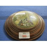 PRATT WARE LID WITH WOODEN MOUNT