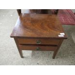 MAHOGANY LOW TWO-DRAWER BEDSIDE CABINET, 51CM WIDE