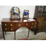 REGENCY PERIOD MAHOGANY BOW FRONTED SIDEBOARD FITTED WITH FOUR DRAWERS, 167CM WIDE