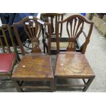 PAIR OF 18TH CENTURY OAK SOLID SEAT DINING CHAIRS