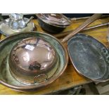 LARGE COPPER FRYING PAN AND COPPER DOME