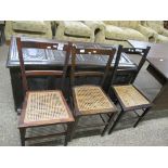 THREE CANE SEATED BEDROOM CHAIRS