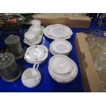 TEA SET BY FOLEY IN THE PERSIAN PATTERN COMPRISING SANDWICH PLATES, CUPS, SAUCERS, SUGAR BOWL,