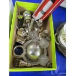 QUANTITY OF PLATED WARES INCLUDING MUSTARD POTS, SUGAR SIFTER ETC