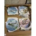 BOX OF VARIOUS COLLECTORS PLATES DEPICTING WWII AIRCRAFT