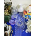 GROUP OF GLASS WARES INCLUDING A ROYAL WORCESTER CRYSTAL VASE