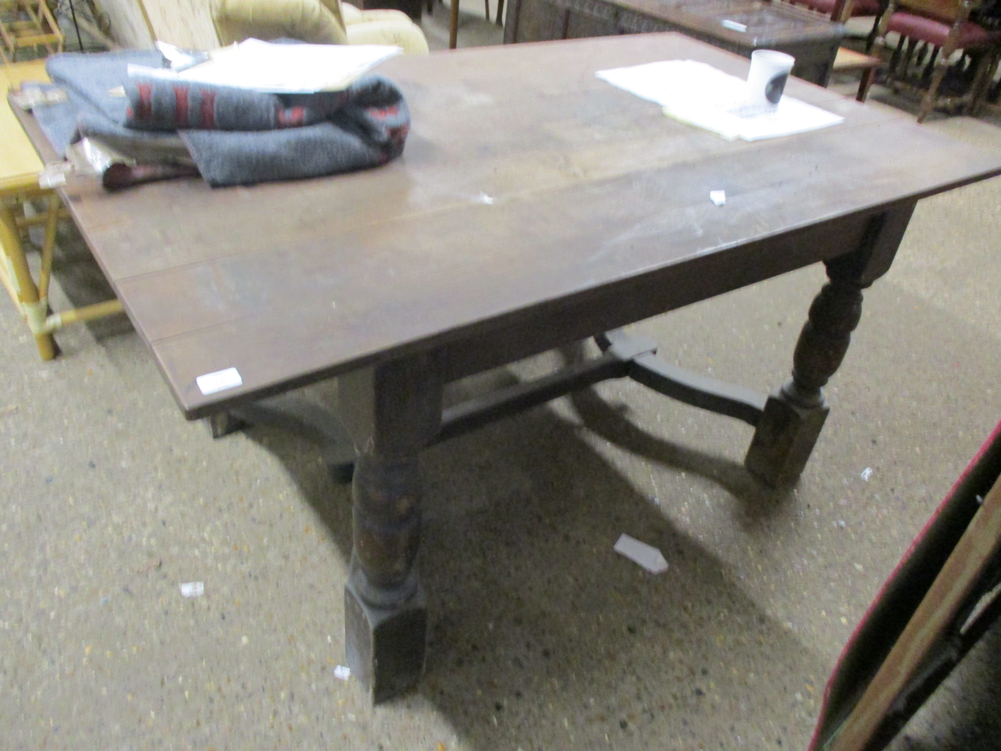 OAK REFECTORY STYLE DINING TABLE, 154CM WIDE