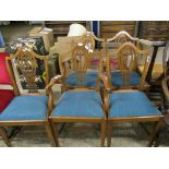 SET OF FIVE HEPPLEWHITE STYLE DINING CHAIRS (2 CARVERS AND 3 SINGLE CHAIRS)