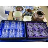 BOX CONTAINING SIX ROCKINGHAM CRYSTAL GLASSES AND FURTHER BOX CONTAINING SIX EDINBURGH CRYSTAL