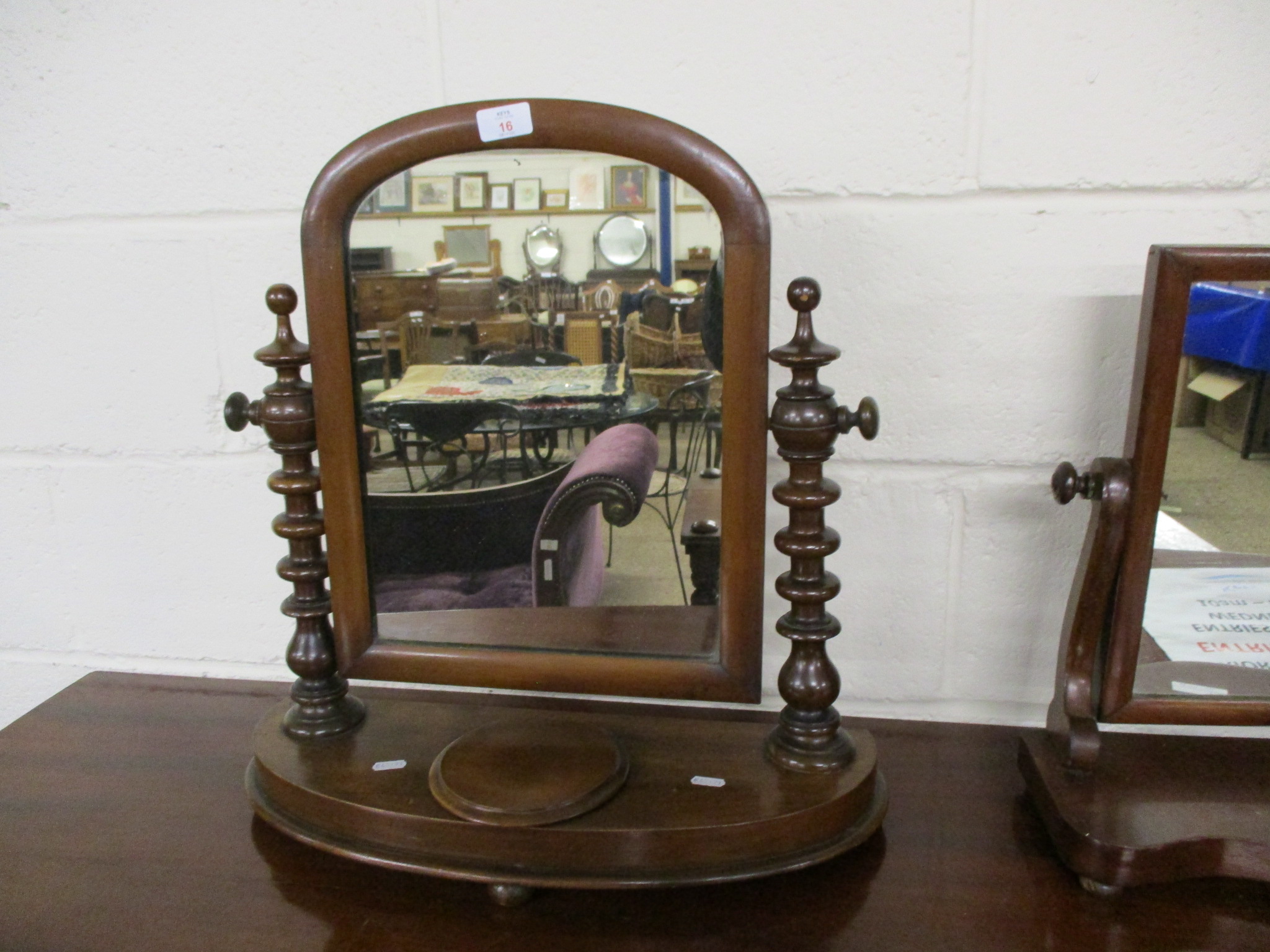 VICTORIAN MAHOGANY TOILET MIRROR, 52CM WIDE