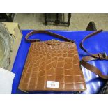 CROCODILE SKIN TYPE HANDBAG WITH LEATHER INTERIOR