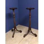 Pair of Georgian style mahogany torcheres on carved tripod bases 95h cm