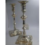 Pair of hall marked silver weighted candlesticks makers mark DE/GE