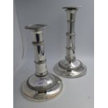 Pair of Regency Sheffield plate patent telescopic candlesticks