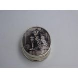 Silver lidded box with enamel image of Charlie Chaplin