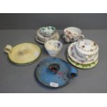 2 Candle holders & assorted china