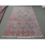 Old handmade wool Bokahara rug in muted reds & browns