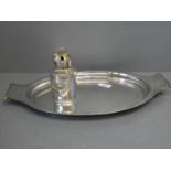 Silver plated miniature butter churn & oval plated tray