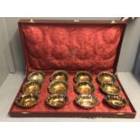 Cased set of 12 silver bowls, marked 800, each bowl 16d x 5 cm