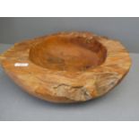 Large rough carved wooden bowl 46cm dia 29 cm interior