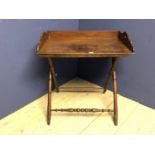 Mahogany butlers tray on adjustable stand 79 cm