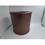 Oriental turned hardwood brushpot 15 cm