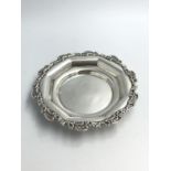 Sterling silver pin dish with cast & pierced foliate border