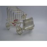 Unusual silver plated toast rack in the form of a vintage car