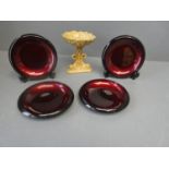 Lacquer bowls & bowl on a stand on tripod