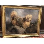 Thomas WOODWARD (1801-1852) Oil on canvas 'Dandie Dinmont Terrier, rabbit emerging below' t.W initia