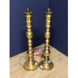 Pair of turned brass table lamps 65cm