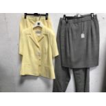 2 Piece yellow ladies suit & 3 piece ladies suit (grey checked) with light grey trousers & short