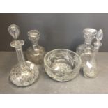 4 Glass decanters & stoppers