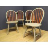 4 Kitchen chairs painted grey & orange