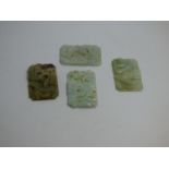 4 Oriental carved jade plaques each 4.5x3 cm (4)