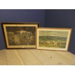 Framed and glazed print of Munnings Cheltenham meet and a picture of "Colonel Mordaunts Cock Match"