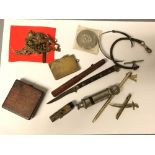 Collection of miscellaneous collectables to include an Artillery & Kings own cap badges, bakerlite