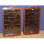 Pair of Chinese snuff bottle cabinets with extensive shelving; 82.5H x 50W x 8D cm