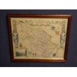 Framed and glazed map of Yorkshire/ West Riding